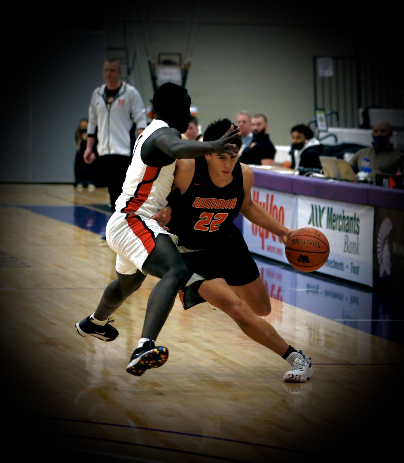 Charlie VandeBerg dribbles along the sideline